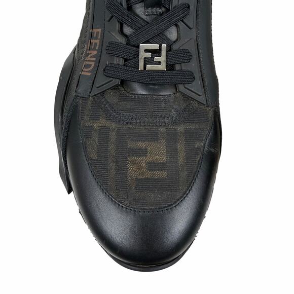 Fendi Flow Sneaker Zucca FF Logo Monogram Black Leather Size 9/ US 10 main image 16
